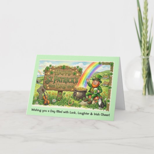 Lucky Leprechaun St Patrick's Day Card Kaart (Voorkant)