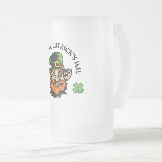 Lucky Leprechaun St. Patrick's Day Matglas Bierpul (Voorkant rechts)