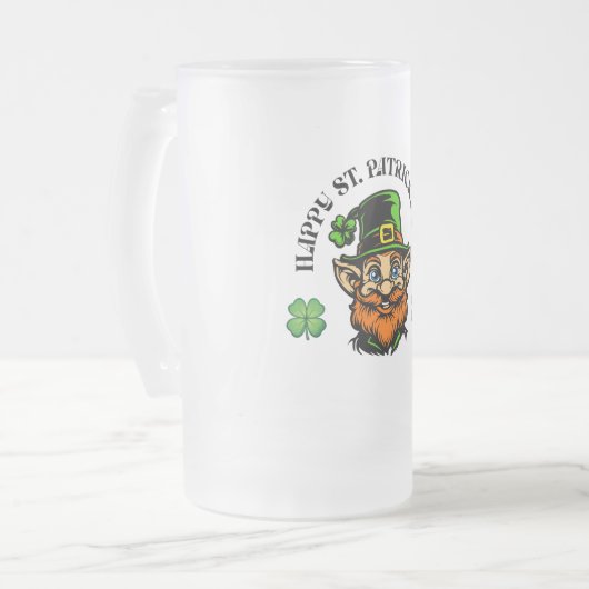Lucky Leprechaun St. Patrick's Day Matglas Bierpul (Voorkant links)
