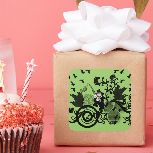 Lucky Leprechaun Vierkante Sticker (Feest)