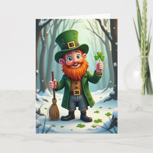 Lucky Leprechaun Winter Card Kaart (Voorkant)