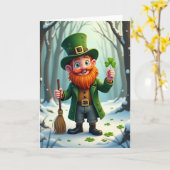 Lucky Leprechaun Winter Kaart (Gele Bloem)
