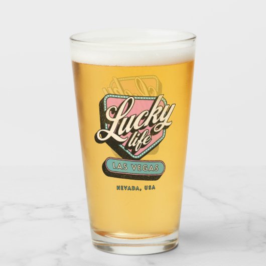 Lucky Life Las Vegas Nevada Glas (Voorkant gevuld)