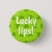 Lucky Lips Green Shamrock Ronde Button 3,2 Cm (Voorkant)
