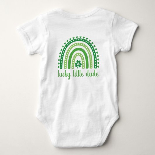 Lucky Little Dude Rainbow Shamrock St Patrick's Romper (Achterkant)