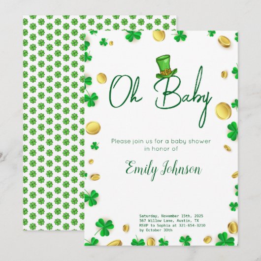 Lucky Little One - St. Patrick's Day Baby shower Kaart (Voorkant / Achterkant)