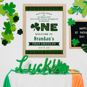 Lucky Little Shamrock 1st Birthday Welkom Poster