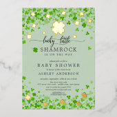 Lucky Little Shamrock Baby shower Foil Invitation (Recto)