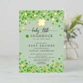 Lucky Little Shamrock Baby shower Foil Invitation (Debout devant)