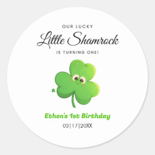 Lucky Little Shamrock Clover 1e verjaardag Ronde Sticker