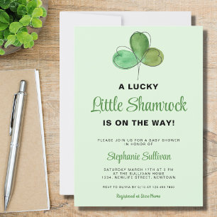 Lucky Little Shamrock Green Baby shower Kaart