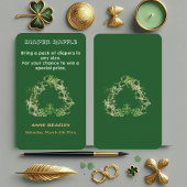 Lucky Little Shamrock Green Gold Leaf Baby shower Informatiekaartje