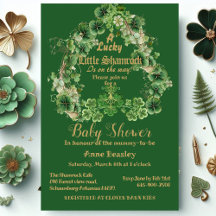 Lucky Little Shamrock Green Gold Leaf Baby shower