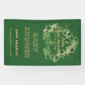 Lucky Little Shamrock Green Gold Leaf Baby shower Spandoek (Horizontaal)