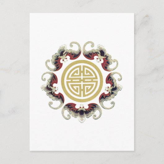 Lucky Longevity Chinese Charm Briefkaart (Voorkant)