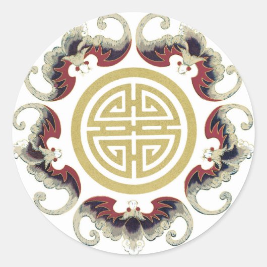 Lucky Longevity Chinese Charm Ronde Sticker (Voorkant)