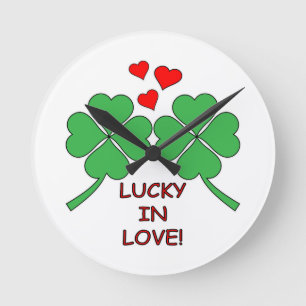 Lucky Love Hearts Clover Ronde Klok