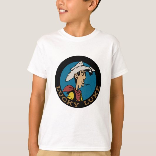Lucky Luke cartoon cowboy in cirkelontwerp T-shirt (Voorkant)