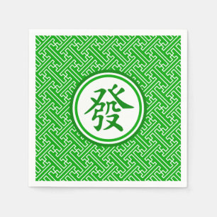 Lucky Mahjong Symbol - Donkergroen Servet