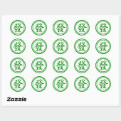 Lucky Mahjong Symbol - groen en wit Ronde Sticker (Vel)
