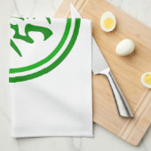 Lucky Mahjong Symbol - groen en wit Theedoek (Quarter Fold)