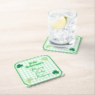 Lucky Mahjong-waterverf-sjablonen spelen Kartonnen Onderzetters