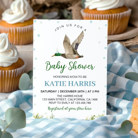 Lucky Mallard Baby shower Canard Invitation
