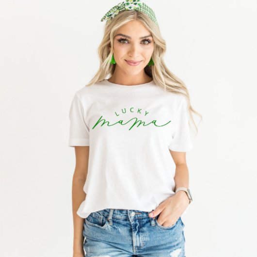 Lucky Mama Cute Script St. Patrick's Day Shirt