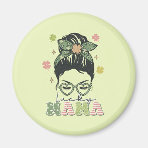Lucky Mama - Messy Bun - Clover St. Patrick's Magneet