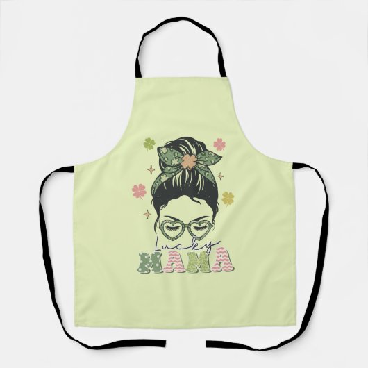 Lucky Mama - Messy Bun - Clover St. Patrick's Schort (Voorkant)