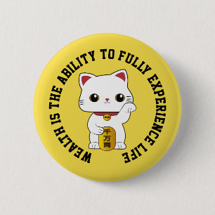 Lucky Maneki-neko Cat Button