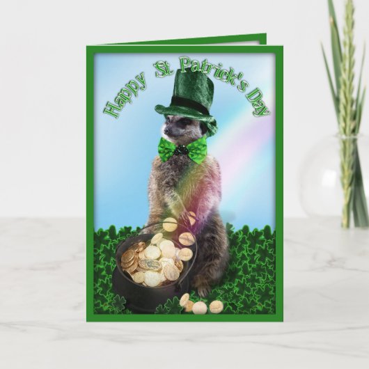 Lucky Meerkat met gouden vlek op Patrick's Day Kaart (Voorkant)