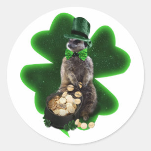 Lucky Meerkat St. Patrick's Day Ronde Sticker