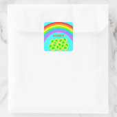 Lucky met Rainbows, Gold en Shamrocks Vierkante Sticker (Tas)