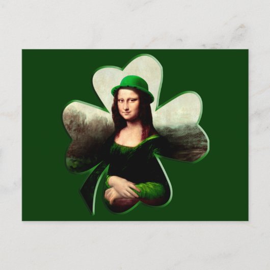 Lucky Mona Lisa St Patrick's Day Clover Briefkaart (Voorkant)