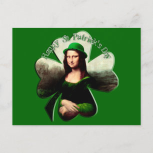 Lucky Mona Lisa St Patrick's Day Shamrock Briefkaart