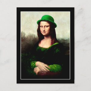 Lucky Mona Lisa St Patrick's Day Shamrock Briefkaart