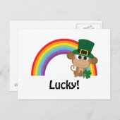 Lucky Monkey Leprechaun Briefkaart (Voorkant / Achterkant)