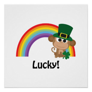 Lucky Monkey Leprechaun Perfect Poster