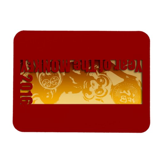 Lucky Monkey Year 2016 Greeting Magnet V (Horizontal)
