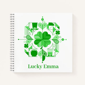 Lucky Name Personalized Clover Design Notitieboek