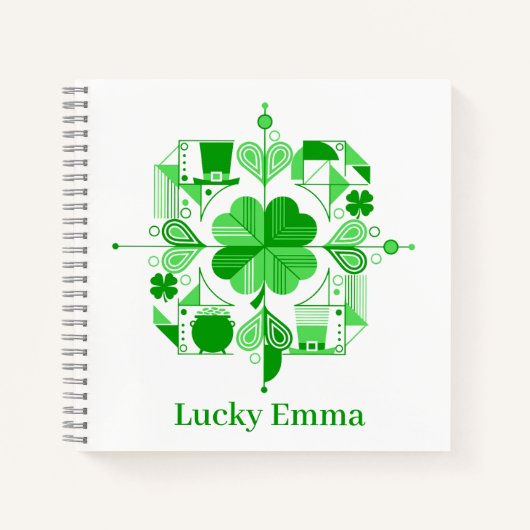 Lucky Name Personalized Clover Design Notitieboek (Voorkant)