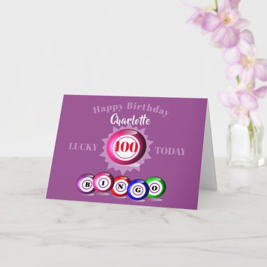 Lucky Number Bingo Thema Verjaardag Kaart (Orchidee)