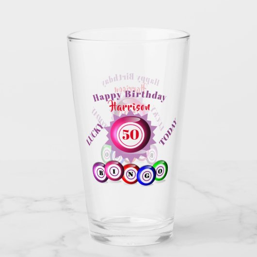 Lucky Number Bingo Thormat Birthday Glass Glas (Voorkant)