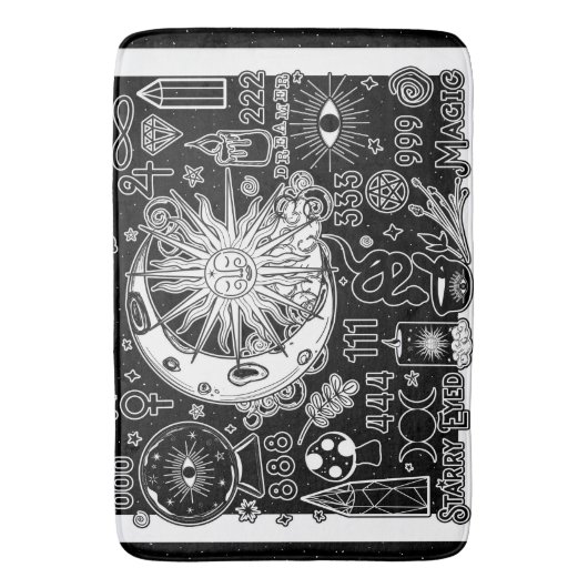 Lucky Numerology Manifesteren Magic Zwart & Wit Badmat (Voorkant Verticaal)