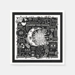 Lucky Numerology Manifesteren Magic Zwart & Wit Servet