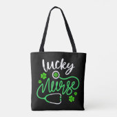 Lucky Nurse RN - Funny Saint Patricks Day Shamrock Draagtas (Achterkant)