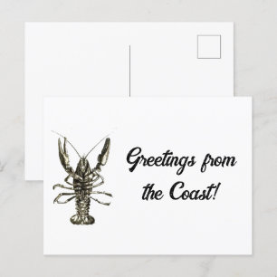 Lucky Ocean Lobster nautische Natuur kunst Briefkaart