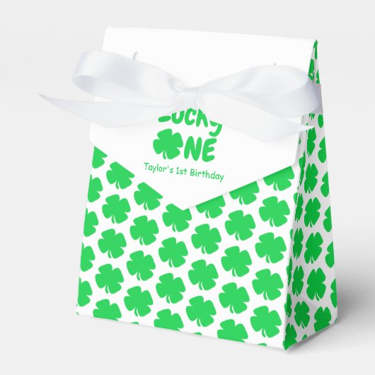 Lucky One 1st Birthday Favor Box Bedankdoosjes (Voorkant Zijde)