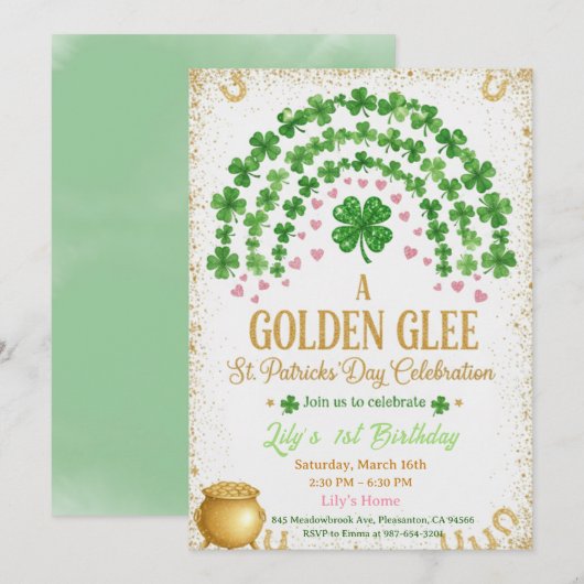 Lucky One 1st Birthday Invitation (Devant / Derrière)